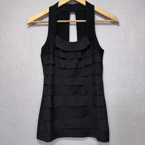 White House Black Market Black Ruffled Halter Neck Tank Top XXS
